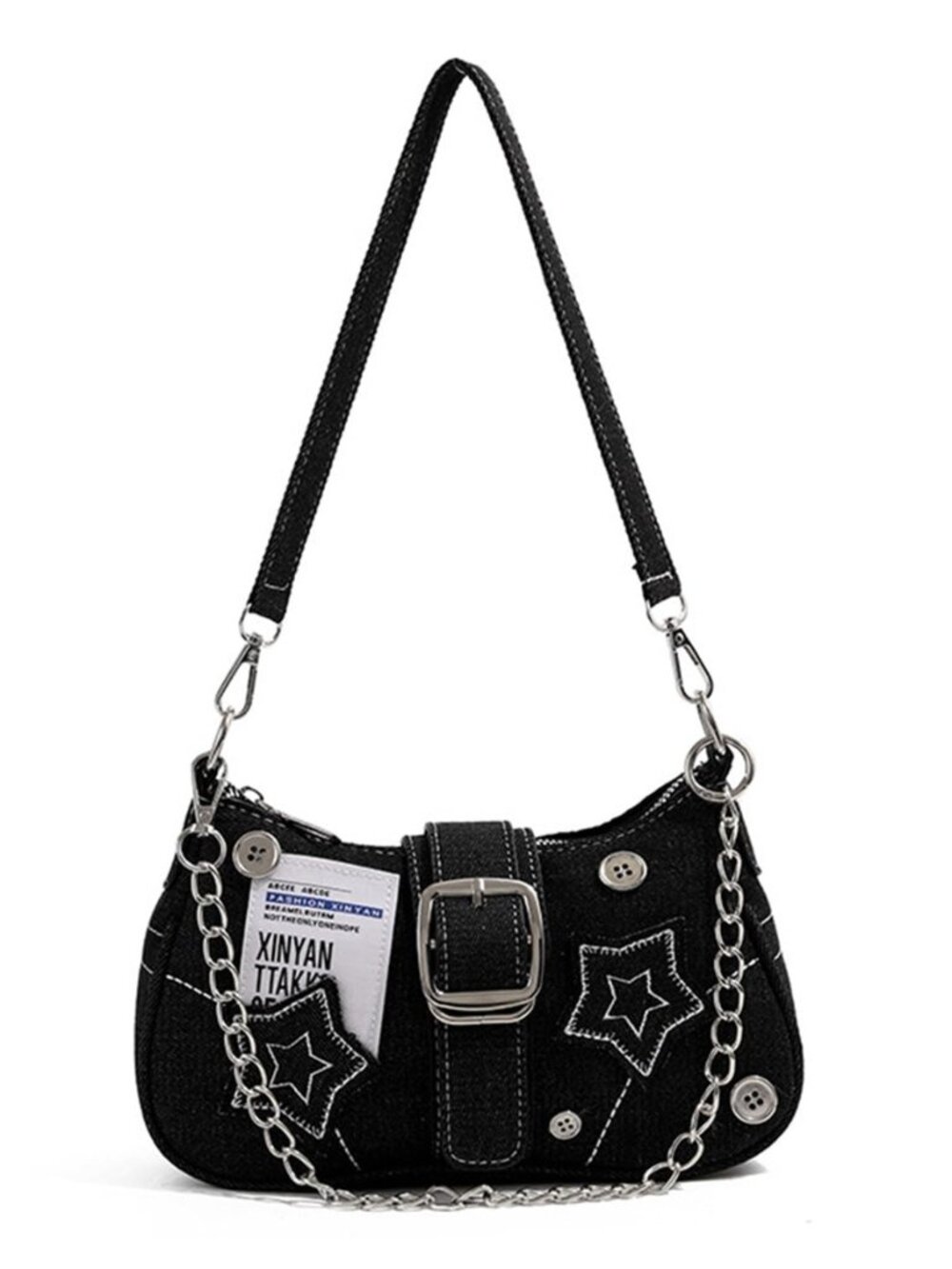 Grunge Shoulder Bag Fairy Grunge Hobo Bag Denim Chain Y2K Purses Crossbody Bag